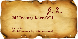 Jánossy Kornél névjegykártya